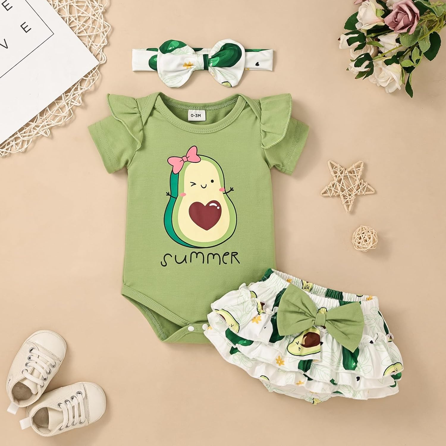ADORABLE Newborn Baby Girl Summer Clothes Set