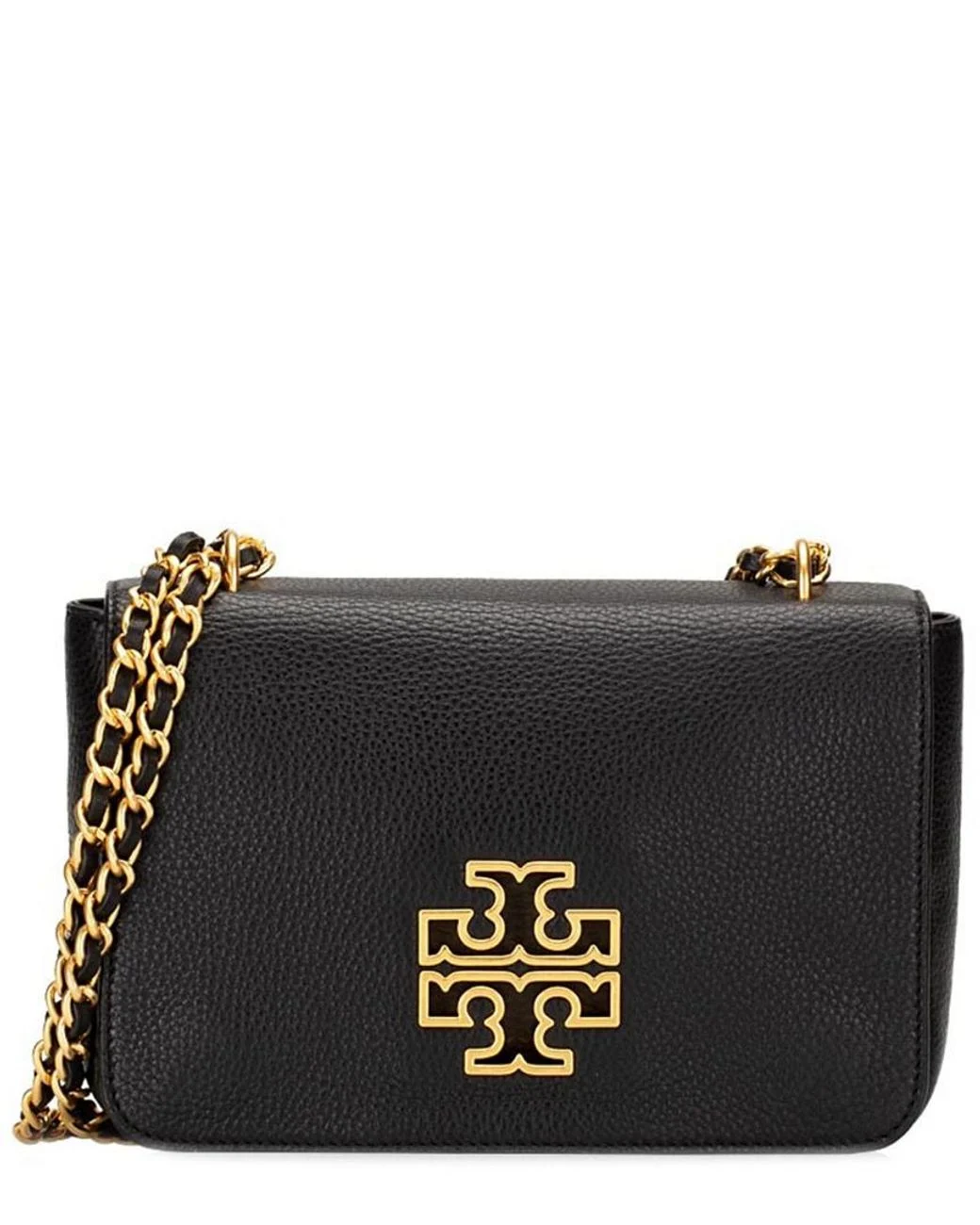 Tory Burch Britten Adjustable Leather Shoulder Bag in Black